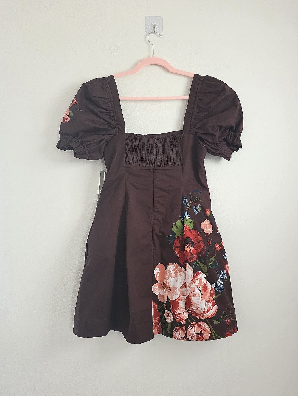 NWT Anthropologie Maeve Puff-Sleeve Square-Neck Floral Mini Dress - Picture 6 of 10